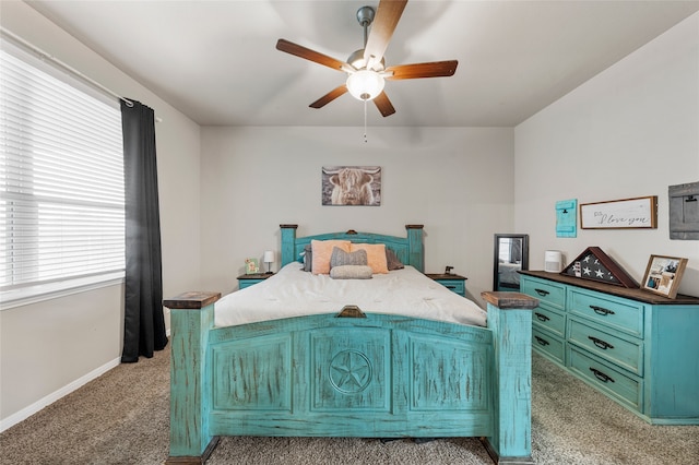 3224 Risinger Rd, Waco, TX 76655 - bedroom with light carpet, baseboards, and a ceiling fan
