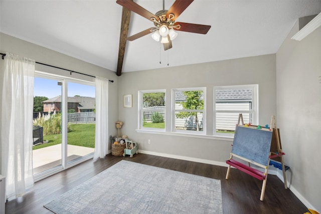 7101 Odell Ave, Rockwall, TX 75087 - sitting room with baseboards, dark wood finished floors, and a ceiling fan