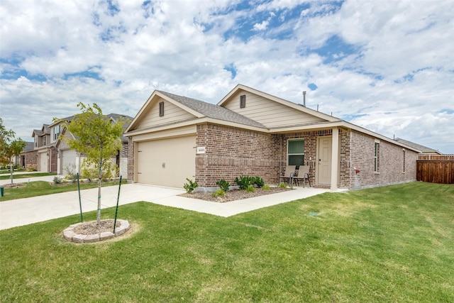 14069 Drover St, Pilot Point, TX 76258 - ranch-style home featuring brick siding, driveway, and a garage