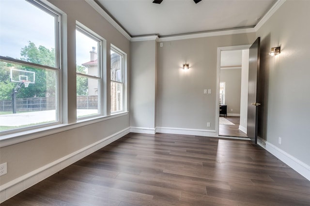 2007 Hill Country Ct, Arlington, TX 76012 - unfurnished room with ornamental molding, dark wood-type flooring, and baseboards