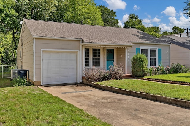 4113 Crestview Dr, Fort Worth, TX 76103 - ranch-style house with driveway, an attached garage, a shingled roof, and central AC