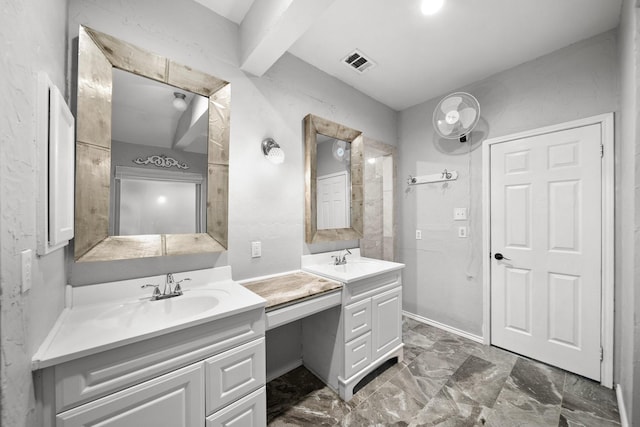 741 Oak Dale Ave, Lake Dallas, TX 75065 - full bathroom with two vanities and marble finish flooring