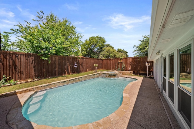 741 Oak Dale Ave, Lake Dallas, TX 75065 - view of pool featuring a fenced backyard and a pool with connected hot tub