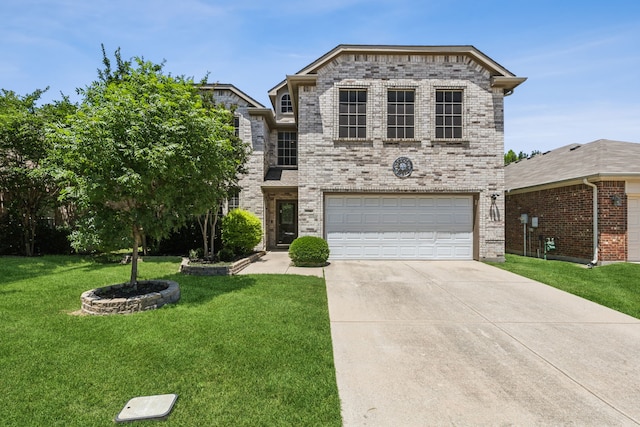 5708 Pebble Ridge Dr, Mckinney, TX 75070 - view of front of house featuring a garage, brick siding, driveway, and a front lawn