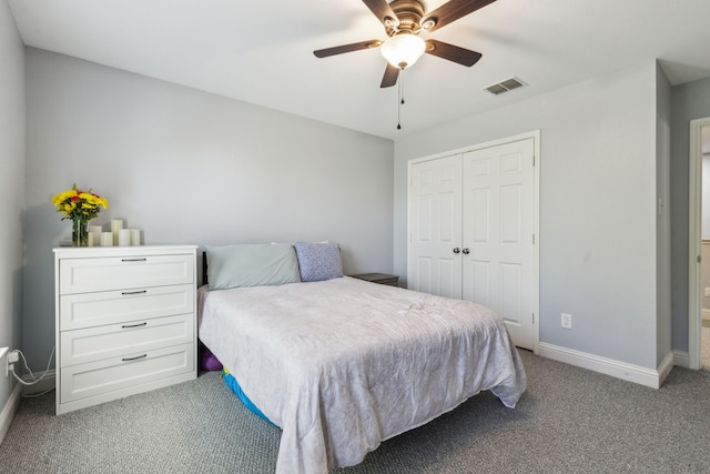 5708 Pebble Ridge Dr, Mckinney, TX 75070 - carpeted bedroom featuring a closet, baseboards, and ceiling fan