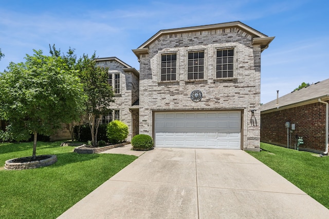 5708 Pebble Ridge Dr, Mckinney, TX 75070 - traditional home with brick siding, concrete driveway, an attached garage, and a front lawn