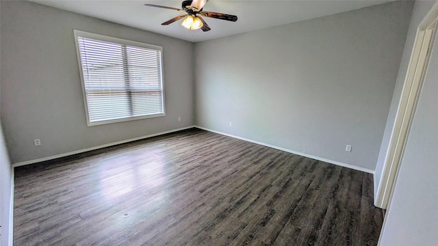 4110 Sandalwood Ct, Forney, TX 75126 - empty room with a ceiling fan, dark wood-style flooring, and baseboards