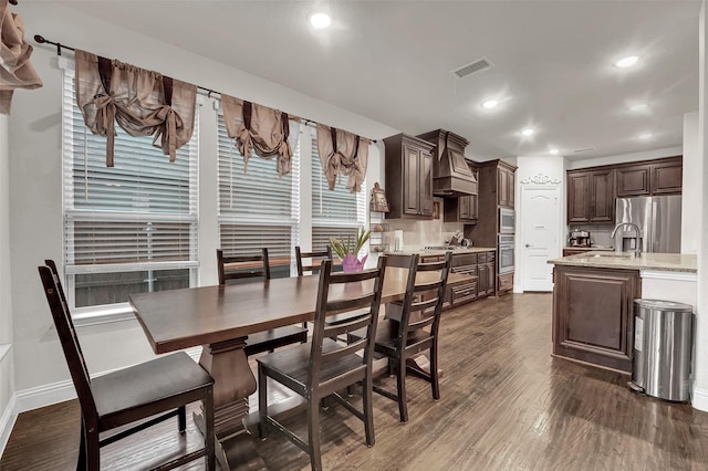 3504 Kodiak Dr, Melissa, TX 75454 - dining room with dark wood-style flooring, recessed lighting, and baseboards