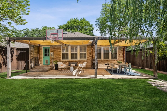 5510 Monticello Ave, Dallas, TX 75206 - back of property featuring outdoor lounge area, a patio, and brick siding