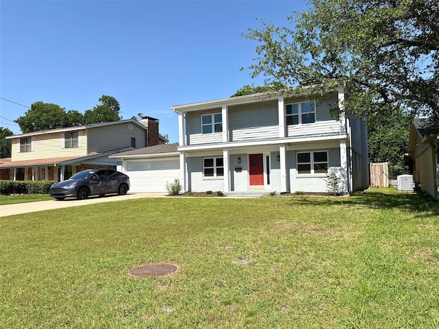 2401 N Alexander St, Sherman, TX 75092 - traditional-style home featuring a garage, driveway, a front yard, and a porch