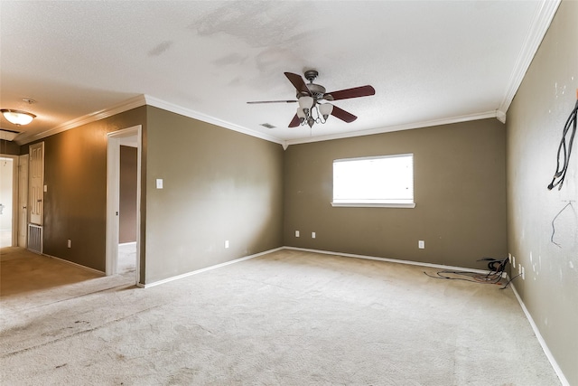 226 Miramar Dr, Arlington, TX 76002 - carpeted spare room with crown molding, a ceiling fan, a textured ceiling, and baseboards