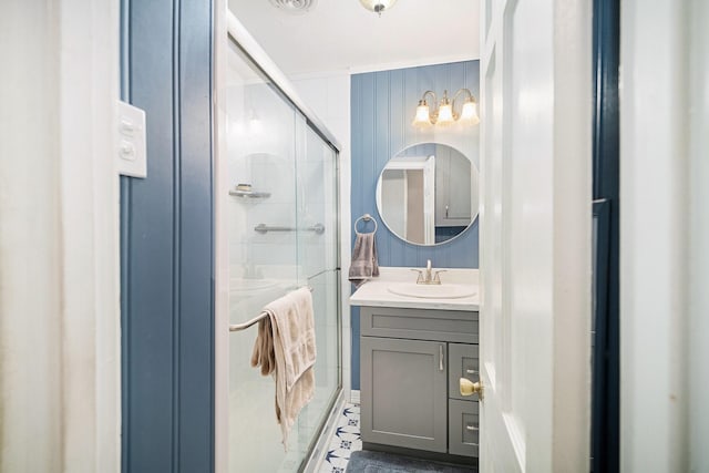 702 W Simmons St, Weatherford, TX 76086 - bathroom featuring vanity and a shower stall