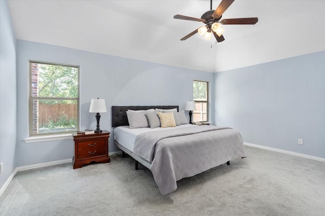 106 Versailles Ln, Aledo, TX 76008 - bedroom featuring baseboards, carpet floors, vaulted ceiling, and ceiling fan