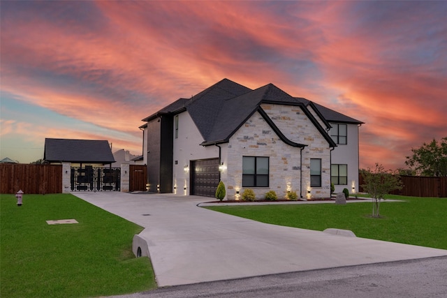 10901 Chriswood Dr, Crowley, TX 76036 - view of front of property with stone siding, driveway, and a gate