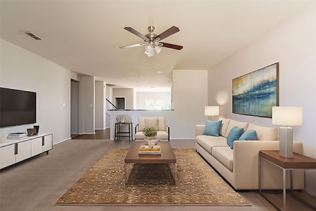 9233 Benevolent Ct, Providence Village, TX 76227 - living room with a ceiling fan and baseboards