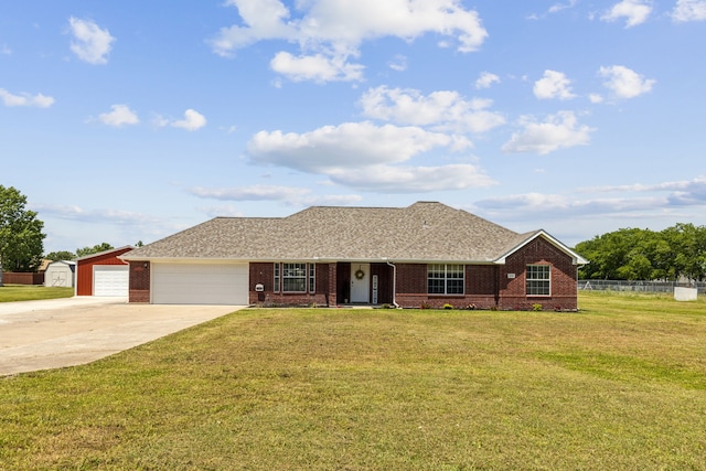 830 Cross Timbers Dr, Lowry Crossing, TX 75069 - ranch-style home with brick siding, concrete driveway, an attached garage, a shingled roof, and a porch