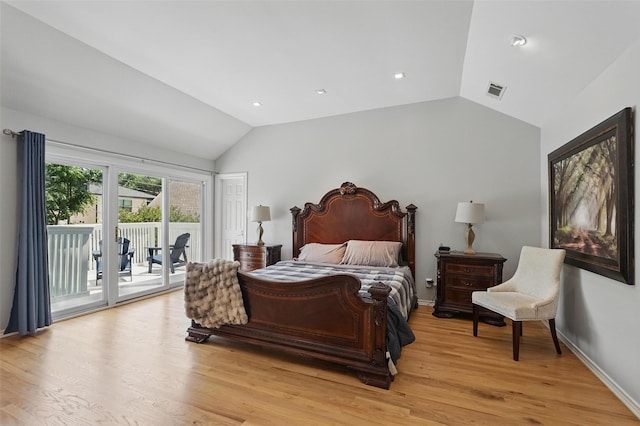 4356 San Carlos St, University Park, TX 75205 - bedroom featuring lofted ceiling, access to outside, light wood-style floors, and baseboards