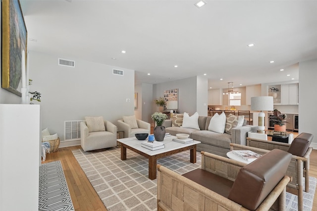 4356 San Carlos St, University Park, TX 75205 - living area with light wood-type flooring, recessed lighting, and baseboards