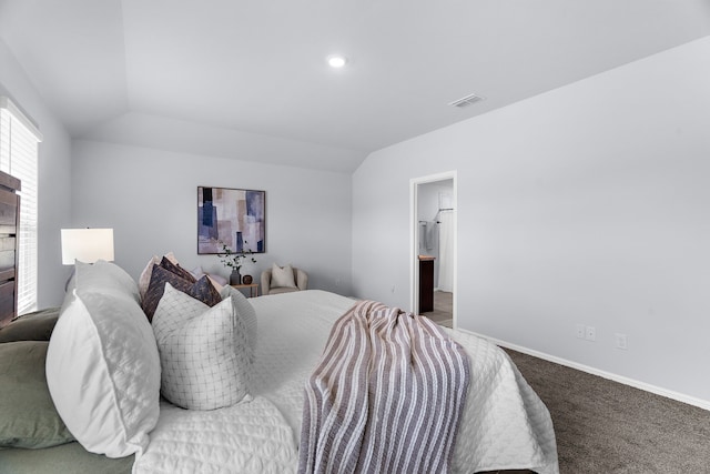 16316 Caledonia Ct, Justin, TX 76247 - bedroom featuring carpet flooring, vaulted ceiling, and baseboards
