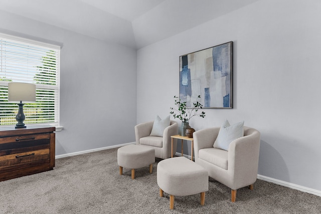 16316 Caledonia Ct, Justin, TX 76247 - sitting room with carpet floors, baseboards, and vaulted ceiling