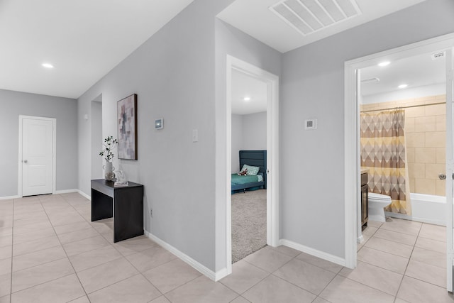 16316 Caledonia Ct, Justin, TX 76247 - hall featuring light tile patterned floors, recessed lighting, and baseboards