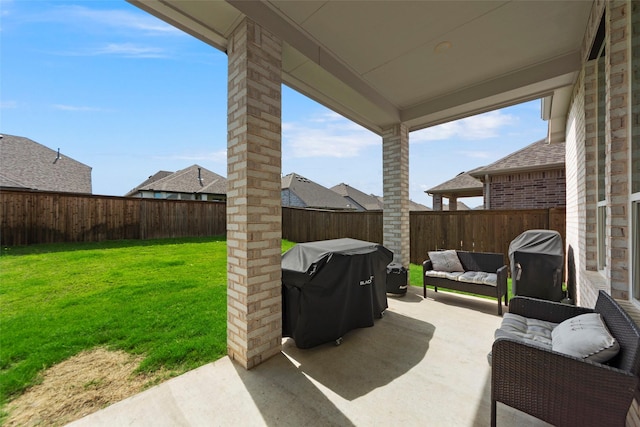 2020 Rhea Ct, Celina, TX 75009 - view of patio featuring an outdoor living space and grilling area