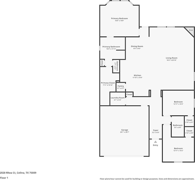 2020 Rhea Ct, Celina, TX 75009 - floor plan / room layout