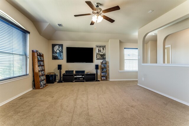 5212 Sugarcane Ln, Fort Worth, TX 76179 - carpeted living area with a ceiling fan and baseboards