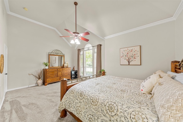 1 Parkside Cir, Allen, TX 75013 - carpeted bedroom with lofted ceiling, crown molding, a ceiling fan, and baseboards