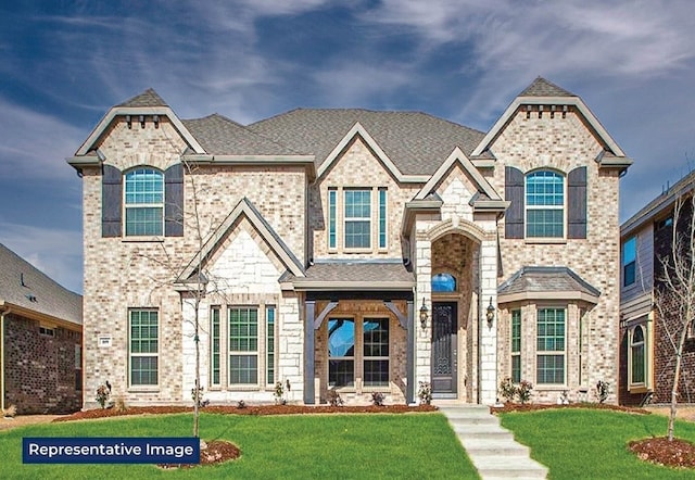 14897 Grand Highlands, Frisco, TX 75035 - french country inspired facade with a front yard and brick siding