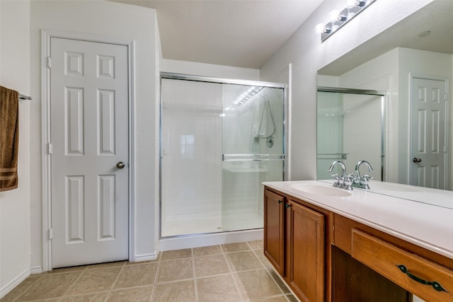 3005 Stone Forest Cir, Mckinney, TX 75070 - bathroom featuring a shower stall, vanity, and tile patterned floors