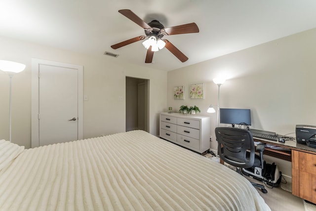 5806 Birchbrook Dr Unit 203, Dallas, TX 75206 - bedroom with light carpet, ceiling fan, and an office area