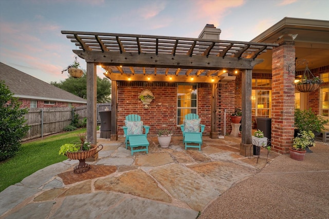 1300 Darbyton Dr, Hewitt, TX 76643 - patio terrace at dusk with a pergola and a patio