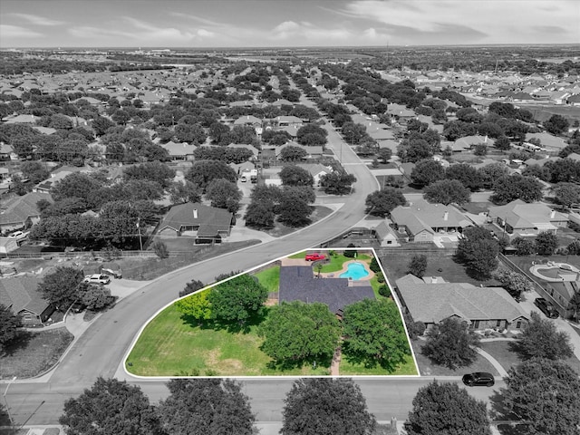 1300 Darbyton Dr, Hewitt, TX 76643 - aerial view of residential area featuring a pool and property boundaries highlighted