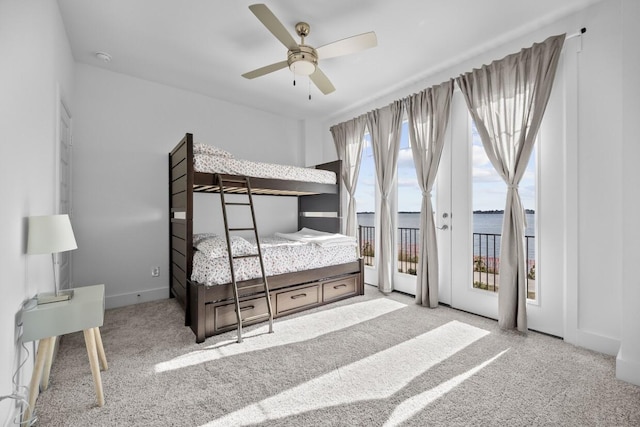 516 Secretariat Dr, Rowlett, TX 75088 - bedroom featuring carpet flooring, access to outside, baseboards, and ceiling fan