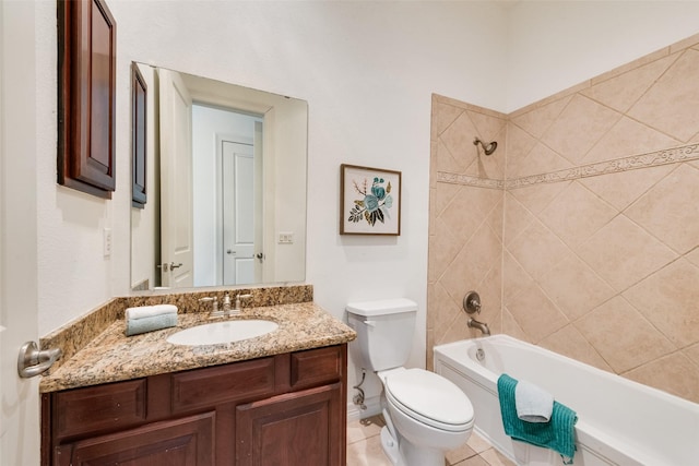 1400 Clarinet Ln, Plano, TX 75074 - full bathroom featuring vanity, toilet, bathing tub / shower combination, and tile patterned floors