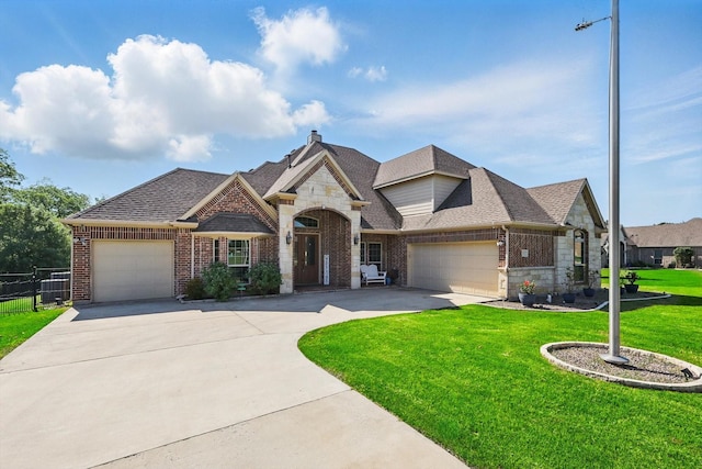 163 Las Colinas Trl, Cross Roads, TX 76227 - french provincial home with brick siding, a garage, and concrete driveway