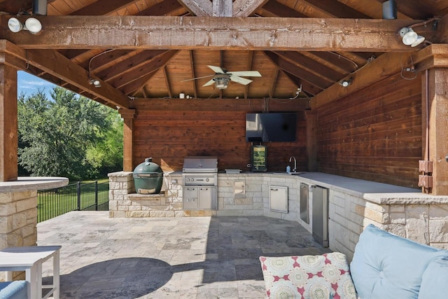 163 Las Colinas Trl, Cross Roads, TX 76227 - view of patio with a gazebo, ceiling fan, and a sink