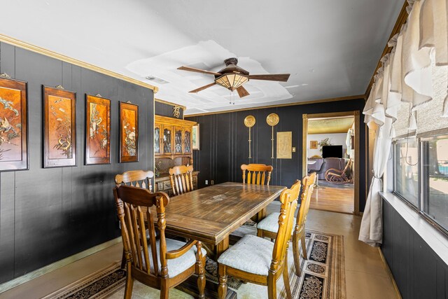100 Yorkshire Dr, Princeton, TX 75407 - dining area featuring ornamental molding and a ceiling fan