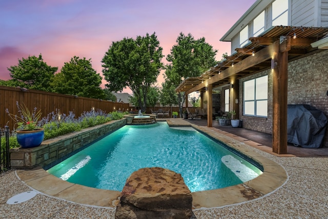 8905 Glen Garden Dr, Mckinney, TX 75072 - view of pool featuring a fenced backyard, a patio, and a pool with connected hot tub