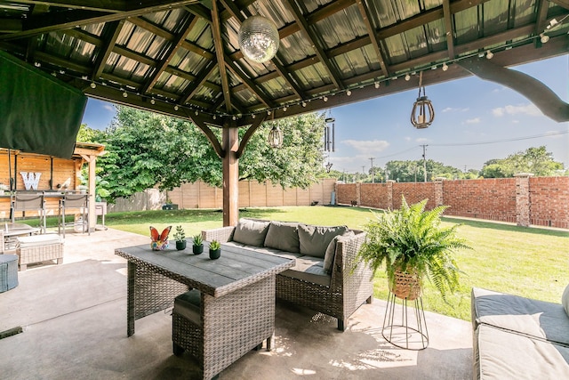 4408 Ashbury Ln, Mansfield, TX 76063 - view of patio / terrace featuring outdoor lounge area, a gazebo, and outdoor dining space