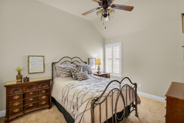 7100 King Ranch Rd, North Richland Hills, TX 76182 - carpeted bedroom with lofted ceiling, baseboards, and ceiling fan