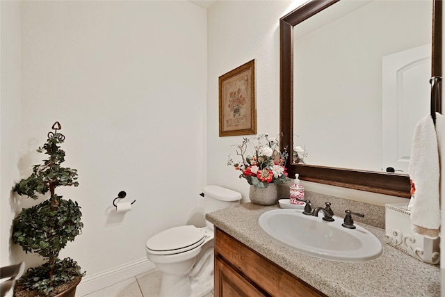 7100 King Ranch Rd, North Richland Hills, TX 76182 - bathroom with vanity, toilet, and tile patterned flooring