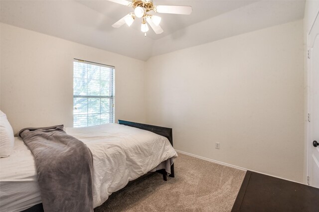 1531 Winding Trail Dr, Allen, TX 75002 - bedroom with carpet, vaulted ceiling, and a ceiling fan
