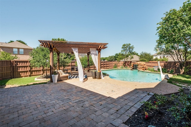 1531 Winding Trail Dr, Allen, TX 75002 - view of swimming pool with a pergola, a patio, and a fenced backyard