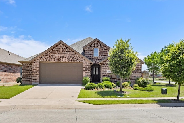 616 Forefront Ave, Celina, TX 75009 - view of front of home with brick siding, a garage, driveway, and a front lawn