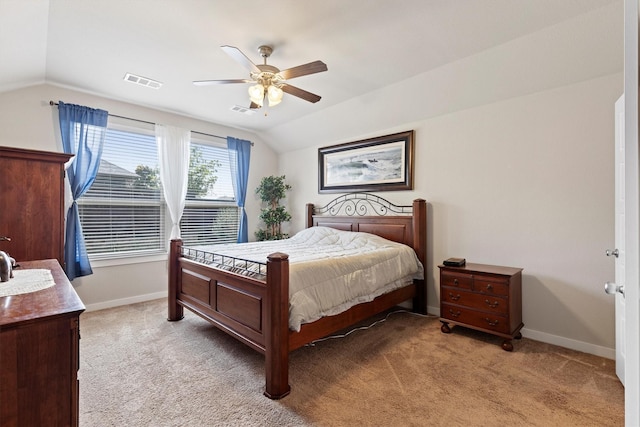 616 Forefront Ave, Celina, TX 75009 - bedroom with vaulted ceiling, light colored carpet, baseboards, and ceiling fan