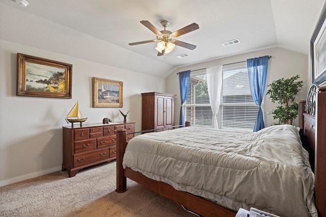 616 Forefront Ave, Celina, TX 75009 - bedroom with vaulted ceiling, light carpet, baseboards, and a ceiling fan
