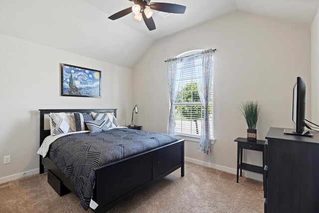 616 Forefront Ave, Celina, TX 75009 - bedroom featuring lofted ceiling, carpet, baseboards, and a ceiling fan