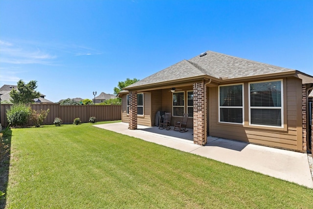 616 Forefront Ave, Celina, TX 75009 - back of property featuring a ceiling fan, a patio, and roof with shingles